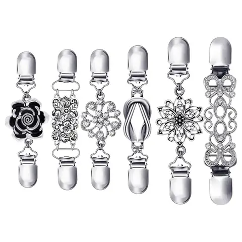 6PCS Retro Sweater Clips for Cardigans, Vintage Cinch Clip for Dresses, Variety of Styles Dress Clip Back of Shirts Cinches Shawl Clips for Different Women Clothing