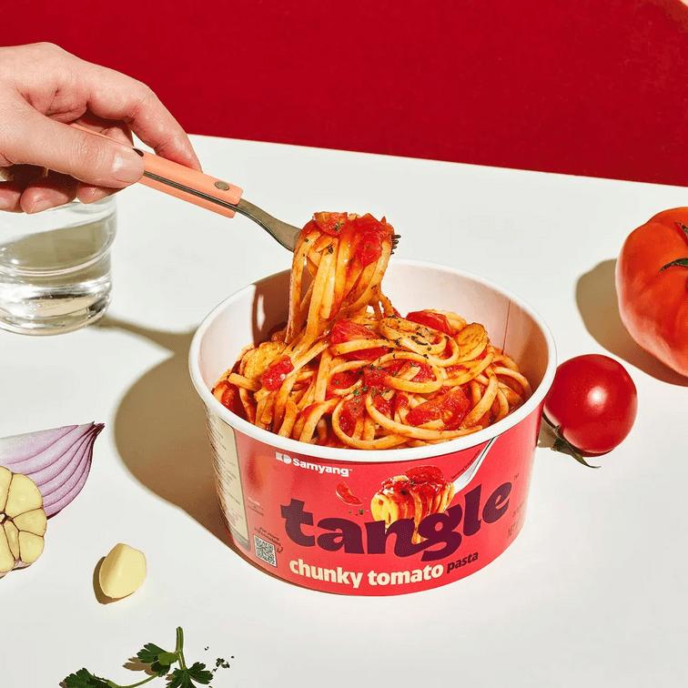 SAMYANG TANGLE Creamy Mushroom Pasta Bowl - 6 Pack of 3.7 oz Low-Calorie High Protein Instant Noodles - Bulgogi Alfredo, Garlic Oil, Chunky Tomato Flavors - Perfect for Quick Meals & Snacks Popular New Arrival