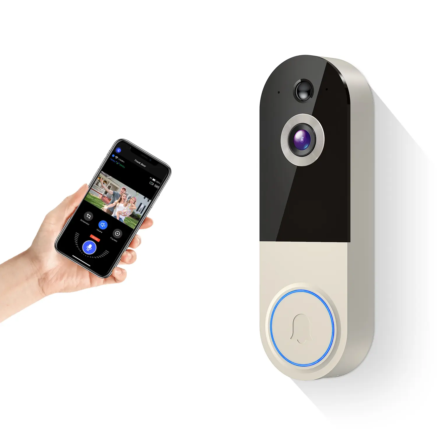 Cloud Storage Smart Wireless Video Doorbell Camera, 2.4G WiFi, Built-in Rechargeable Battery, Two-Way Audio, Infrared Night Vision, Visitor Alert & Real-Time Motion Detection Alerts, Easy Install Security Camera