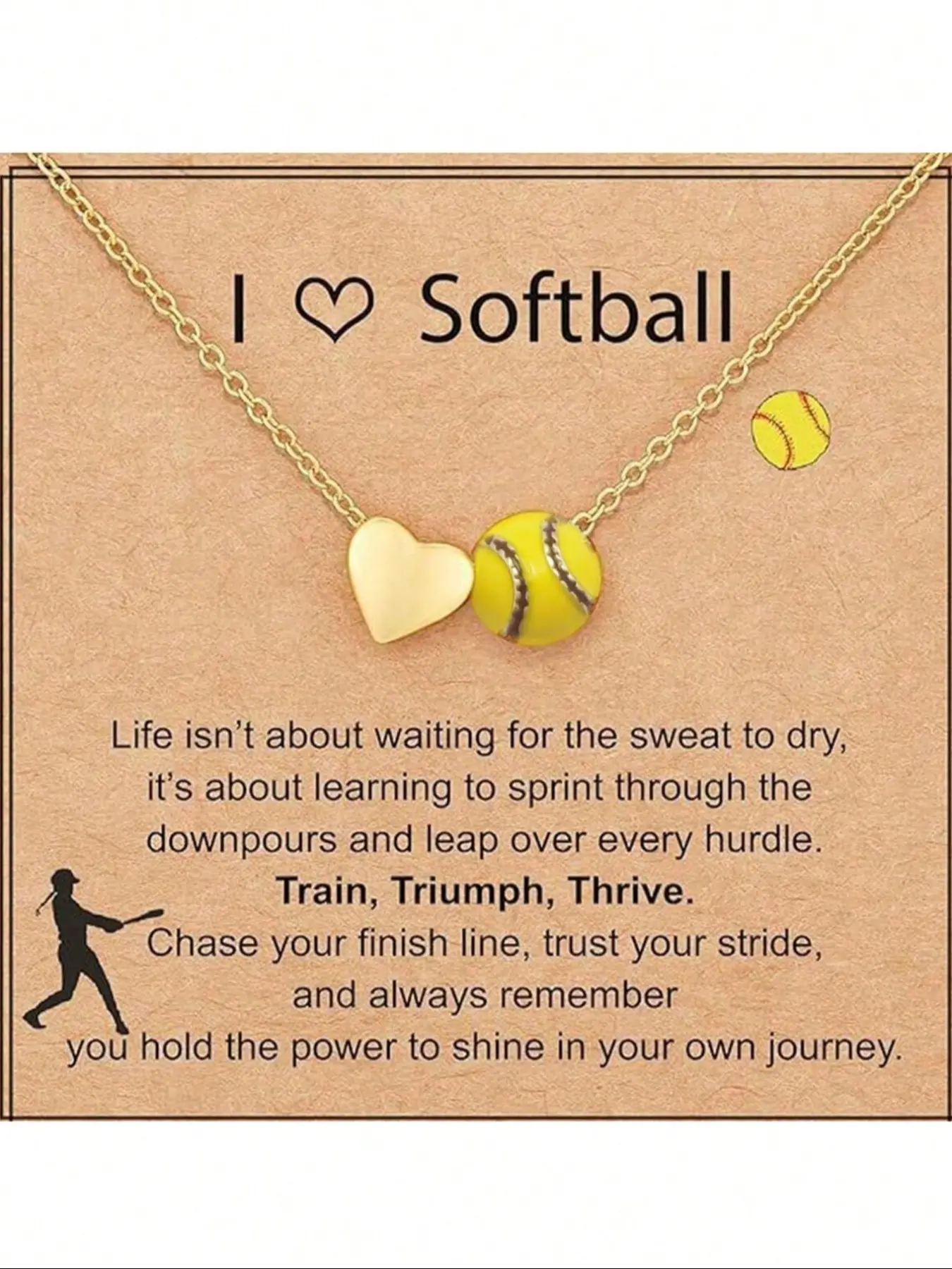 Softball & Soccer Sports Pendant Heart Shaped Necklace, Inspirational Athlete Jewelry, Cute Exquisite Design, Ideal Couple & Fan Gift, Jewelry Gifts