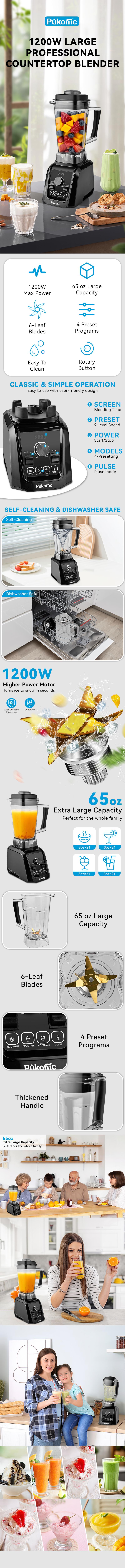 Pukomc 3-in-1 Blender with 65oz Capacity 1200W Motor 4 Preset Modes 6-Leaf Blades for Juicing Grinding Smoothies Mincing with Tamper Black Friday Powerful Juicer Machine Multifunctional Juicer Machine Fruit Vegetable Juicer Smoothieblender Pukomc 3-in-1 Blender with 65oz Capacity 1200W Motor 4 Preset Modes 6-Leaf Blades for Juicing Grinding Smoothies Mincing with Tamper Black Friday Powerful Juicer Machine Multifunctional Juicer Machine Fruit Vegetable Juicer Smoothieblender