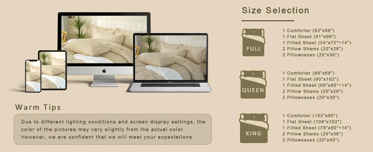 【Memorial Day Sale】DOWNCOOL 7pcs Lightweight Comforter Set, Bed in a Bag with 1 Comforter, 1 Flat Sheet, 1 Fitted Sheet,2 Pillowcaese, 2 Pillowshams, Soft Bedding Sets for All Seasons#tiktokshopmemorialday#DealsForYouDays