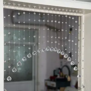 20 Strings Crystal Beaded Curtain, Arched Door String Curtain, Hanging Doorway Room Divider Suitable for Home, Coffee House, Bedroom, Restaurant. (Clear)