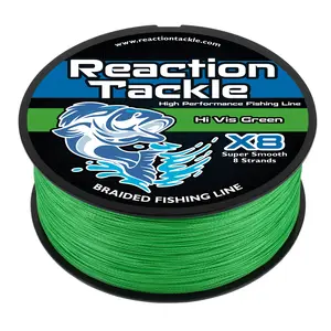 Reaction Tackle X8 Braided Fishing Line - Hi Vis Green 8 Strand