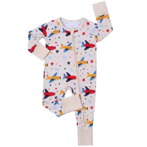 Baby Boys & Girls Pajamas Viscose from Bamboo Preemie Newborn Sleeperwear 2 Way Zipper PJs with Airplane Print for Comfort and Easy Dressing