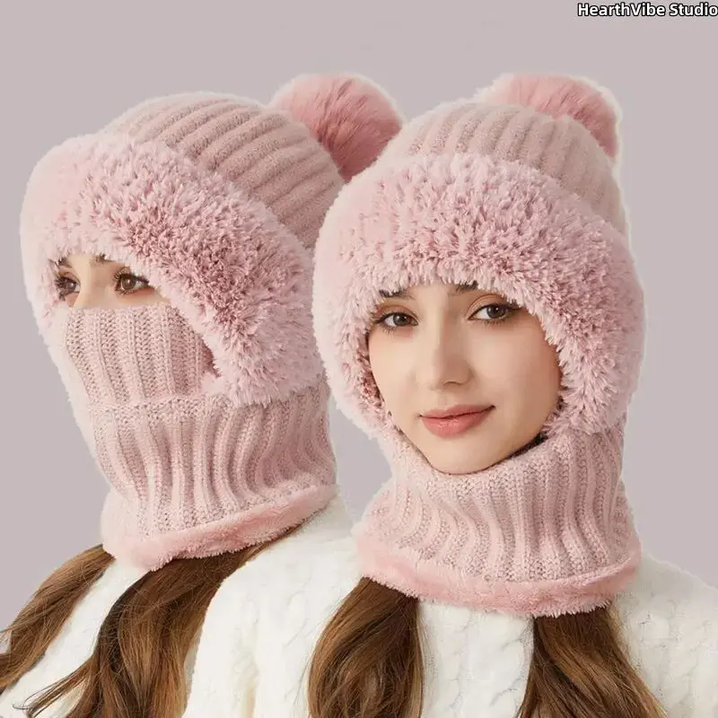 Adults’ 3-in-1 Fleece-Lined Insulated Windproof Thermal Balaclava Set - Scarf, Insulated Windproof Hat with Ear Flaps, Neck Warmer for Skiing, Cycling, Insulated Windproof Hats