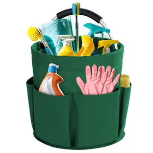 17L Foldable Cleaning Caddy Organizer with 6 Pockets, Waterproof 600D Oxford Storage Tote for Supplies, Portable Carry Handle for Home, Car, Garden, Beach (Folds to 1.6in Flat)