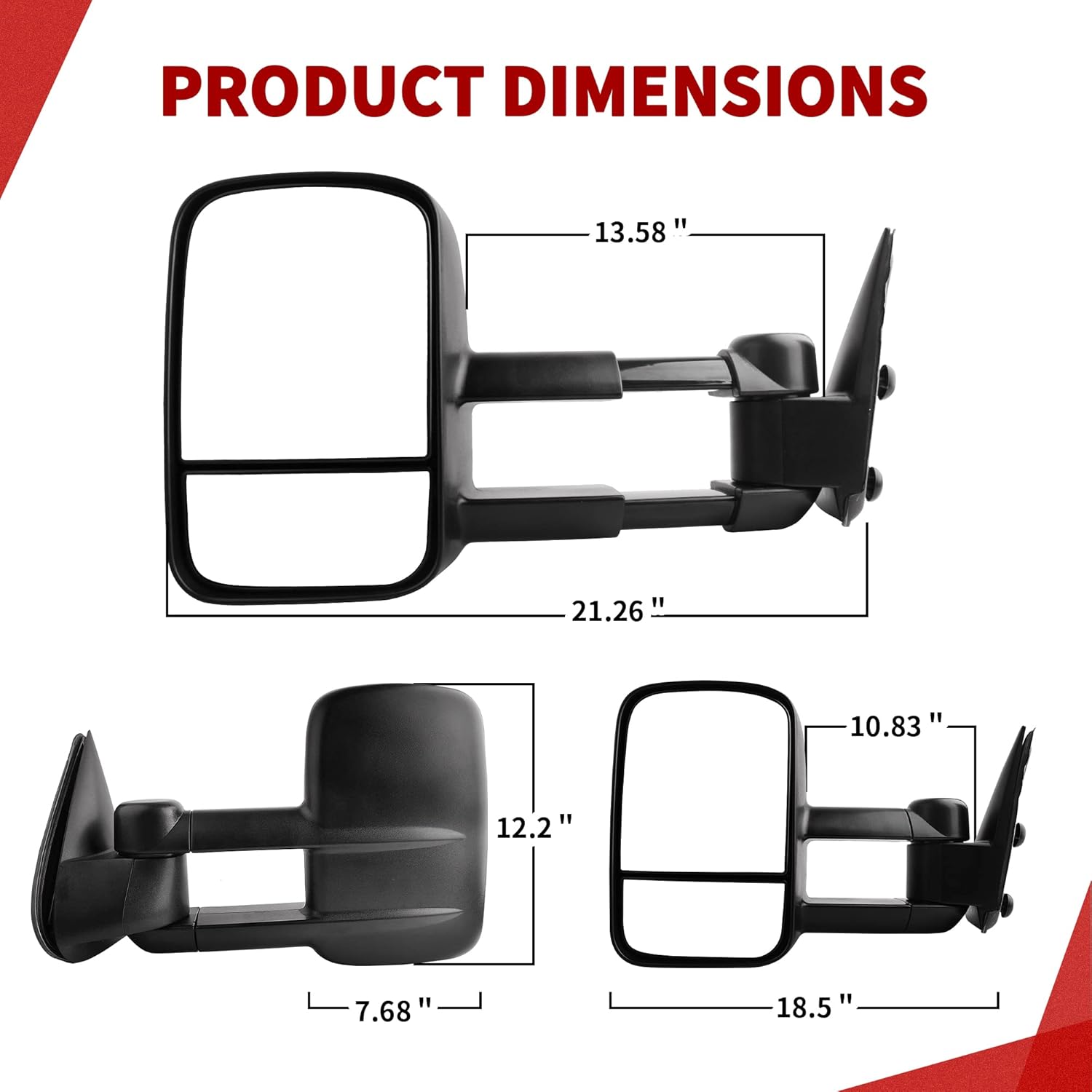 YITAMOTOR Pair Manual Towing Mirrors Car Accessories for 1999-2006 Chevy Silverado GMC Sierra 1500 2500HD 3500HD