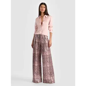 Alice + Olivia Eric Snakeskin Pant in English Rose Black