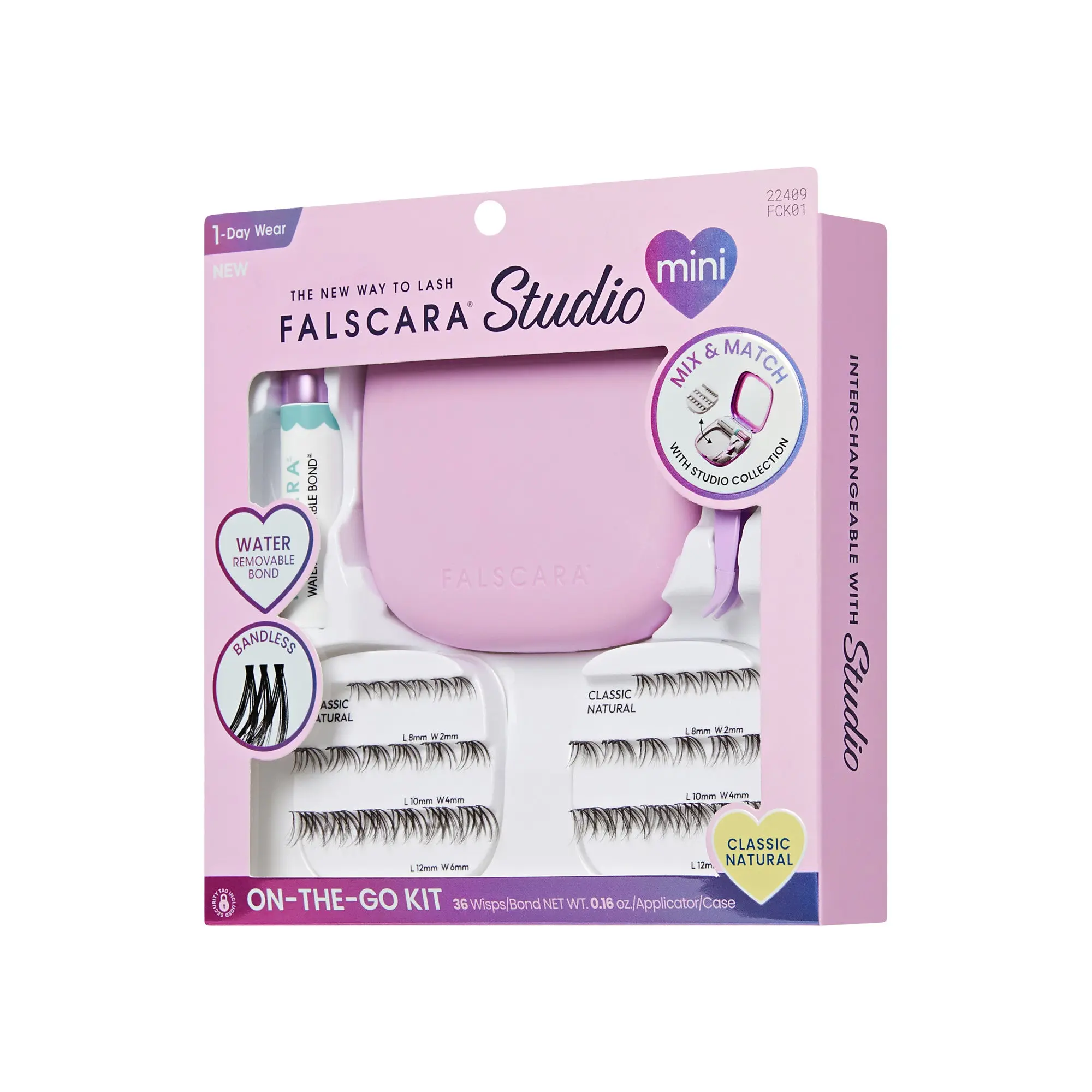 Falscara Studio Mini On-The-Go Kit - Classic Natural | DIY False Lash Extensions, Cluster Lash, Wispy Lashes, 36 Wisps, 8mm-12mm