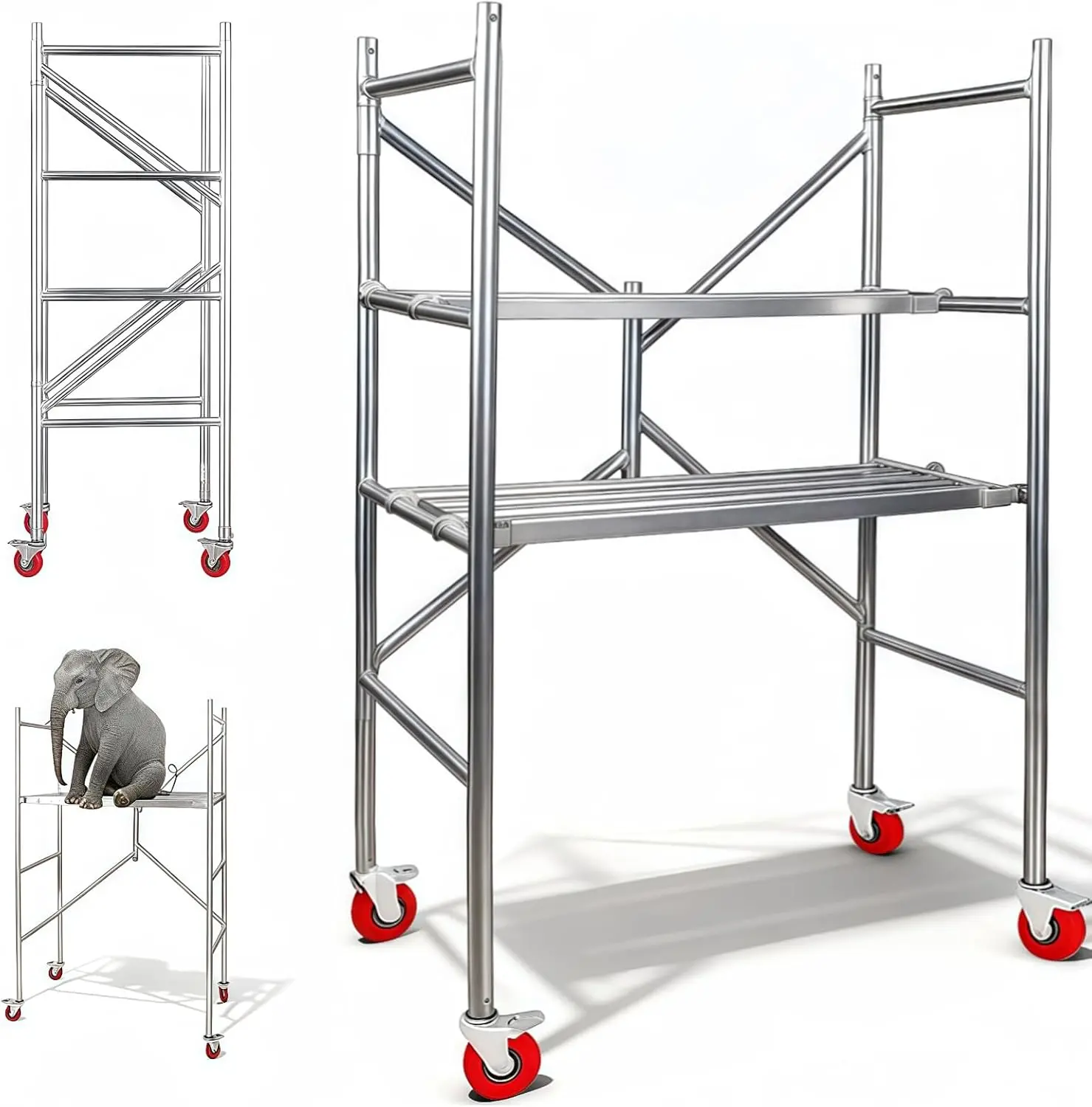 Scaffolding Work Platform, 24 * 48 * 65 in Portable Scaffolding Platform with Locking Wheels, Mobile Scaffolding for Building Construction, Interior Painting, Home Improvement