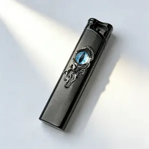 Gothic Devil's Eye Windproof Blue Flame Butane Lighter with Gift Box Adjustable portable refillable Retro Waterproof Permanent