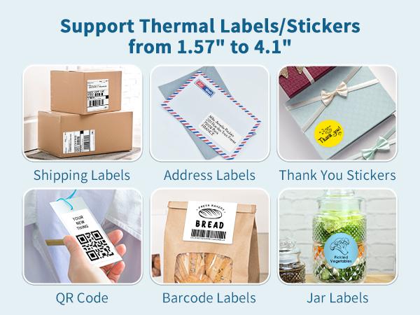 JADENS Bluetooth Label Printer Thermal Shipping Printer Wireless Printer for Small Business & Package, USPS, UPS, Compatible with Phone, iPad, PC