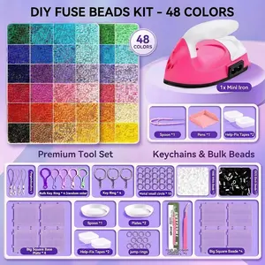 24/48/72-Color Box Set | 38,000+ Pcs + Mini Iron + Upgraded Tool Kit Complete Set of Perler Bead Material Kits Including 2.6mm 3D Perler Beads Fuse Beads Tools ｜DIY Fuse Beads Kit for Making Keychains, Pendants, Garden Decorations and Wind Chimes