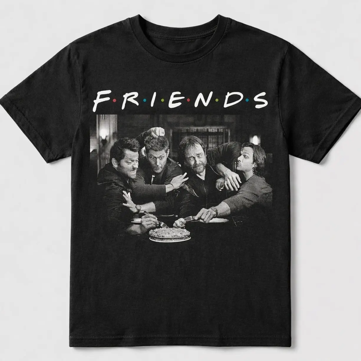 Supernatural Retro Homage T-shirt Sam & Dean Winchester Supernaturals Friends Shirt MEDIA 8AG HQ6
