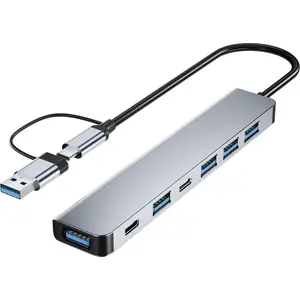 PANPEO Aluminum 7 in 1 USB C & USB Hub with USB 3.0, USB 2.0 Ports for PC/Laptops/MacBook Pro/Air/iMac/iPad and More Devices