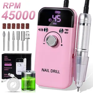 Professional Electric Nail Drill 45000 RPM for Acrylic Gel Polishing & Nail Removal Portable Rechargeable Nail File Kit for Salon & Home Use