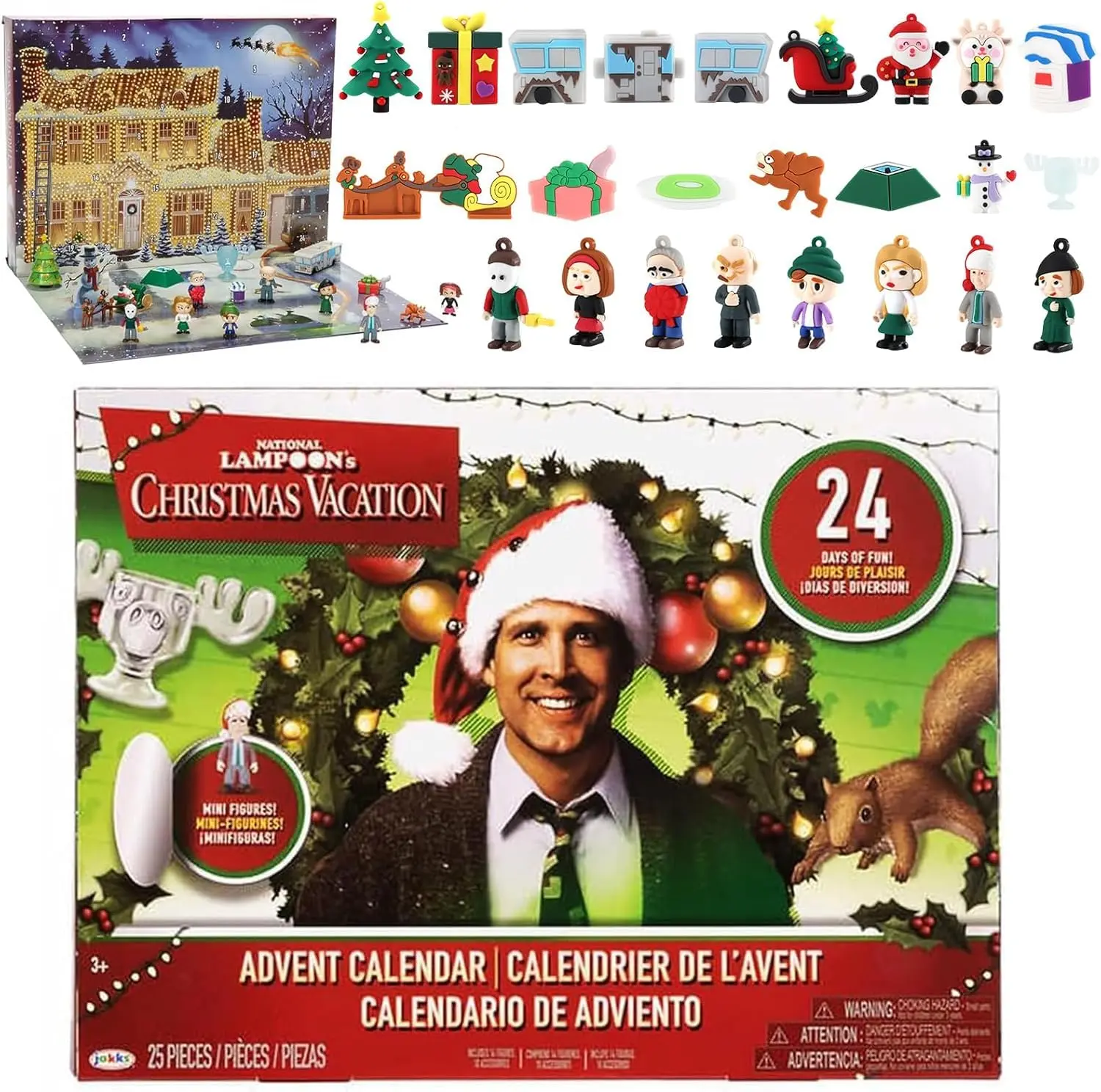 Christmas Vacation Advent Calendar 2025) 24 Day display cute Christmas Calendar with 24 Gifts, Figures and Accessories Christmas Countdown Calendar Gift for Kids, Children, Friends, Families