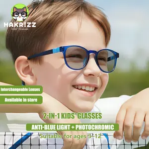 MAKRIZZ 101s – Smart 3-in-1 Color-Changing Kids' Glasses: Blue Light Blocking & UV400 Protection, Ultra-Flexible TR90 Frames (Unbreakable)