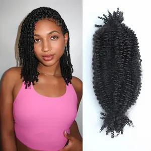 [YWIGS] Human Hair Spring Twist Hair Extensions Tape 3C 4A Black 100 gram - Perfect Human Hair for Mini Twist #Summervibes