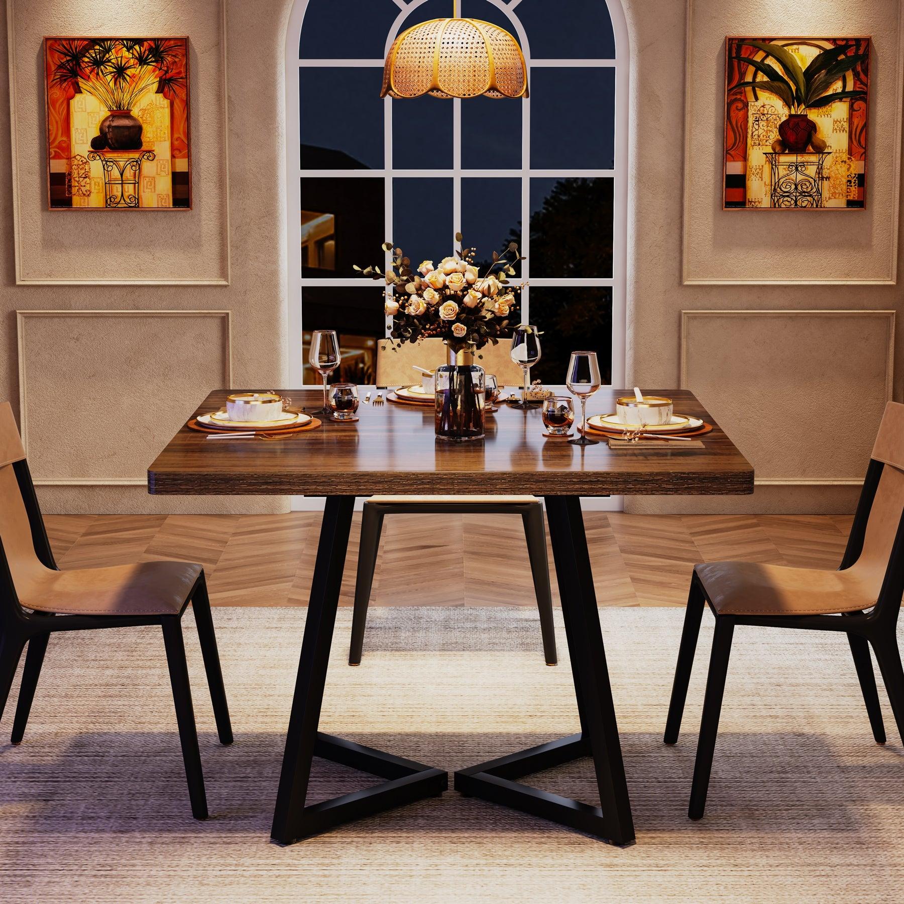 Spaco Square Dining Table for 2,31.5-Inch Industrial Metal Base Kitchen Table, Space-Saving Small Table for Apartments & Dining Rooms Spaco Square Dining Table for 2,31.5-Inch Industrial Metal Base Kitchen Table, Space-Saving Small Table for Apartments & Dining Rooms