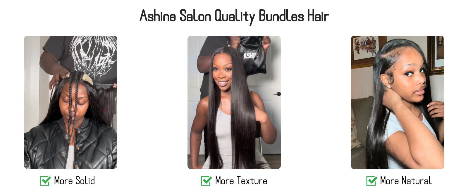 [Ashine] Salon Quality One-directional Cuticles-sleek, Tangle-resistant, and Re-wearable Luxury Virgin Hair Bundles Straight/Body Wavy Layered Quick Weave Glue In clip in human hair extension Braided Ponytail