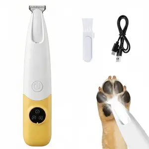 Dog Paw Trimmer with LED Light, Low Noise and USB Rechargeable, Safe Rounded-Tip Blades, Paw Trimmers for Dogs' Feet, Ears, Face and Rump