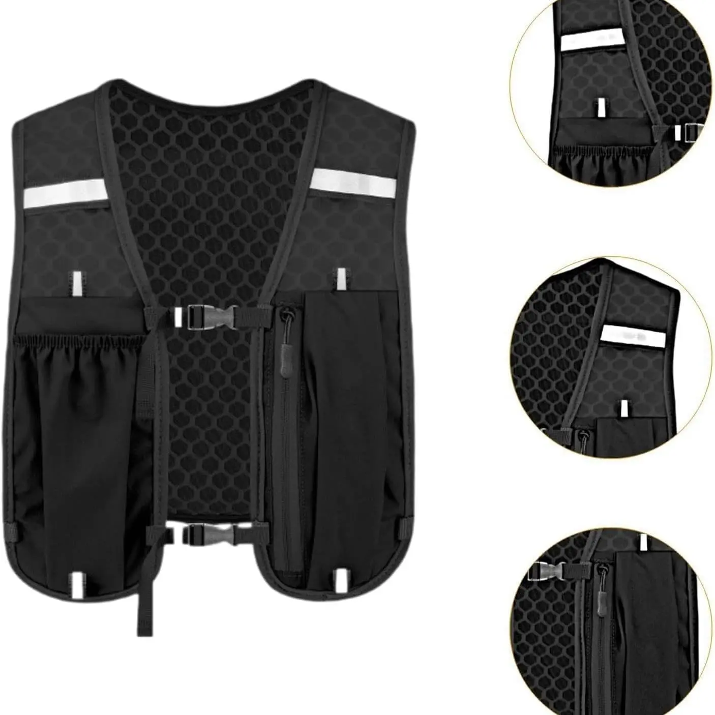 1PC Breathable Running Hydration Vest - Lightweight 3D Mesh Sports Chest Pack with Reflective Strip, Whistle Safety, Stretch Phone Pocket for 6-Inch Devices, Water Bladder Storage, Adjustable for Hiking/Cycling