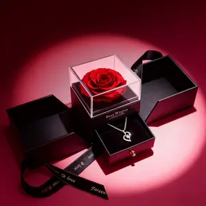 【100 Languages of Love Confession】I Love You in 100 Languages Necklace- Real Preserved Red Rose Encased- Speak Your Heart on Valentine's Day- Unique Sentimental Rose Pendant,ValentinesDayGift ,ILoveYou ,LoveLanguage