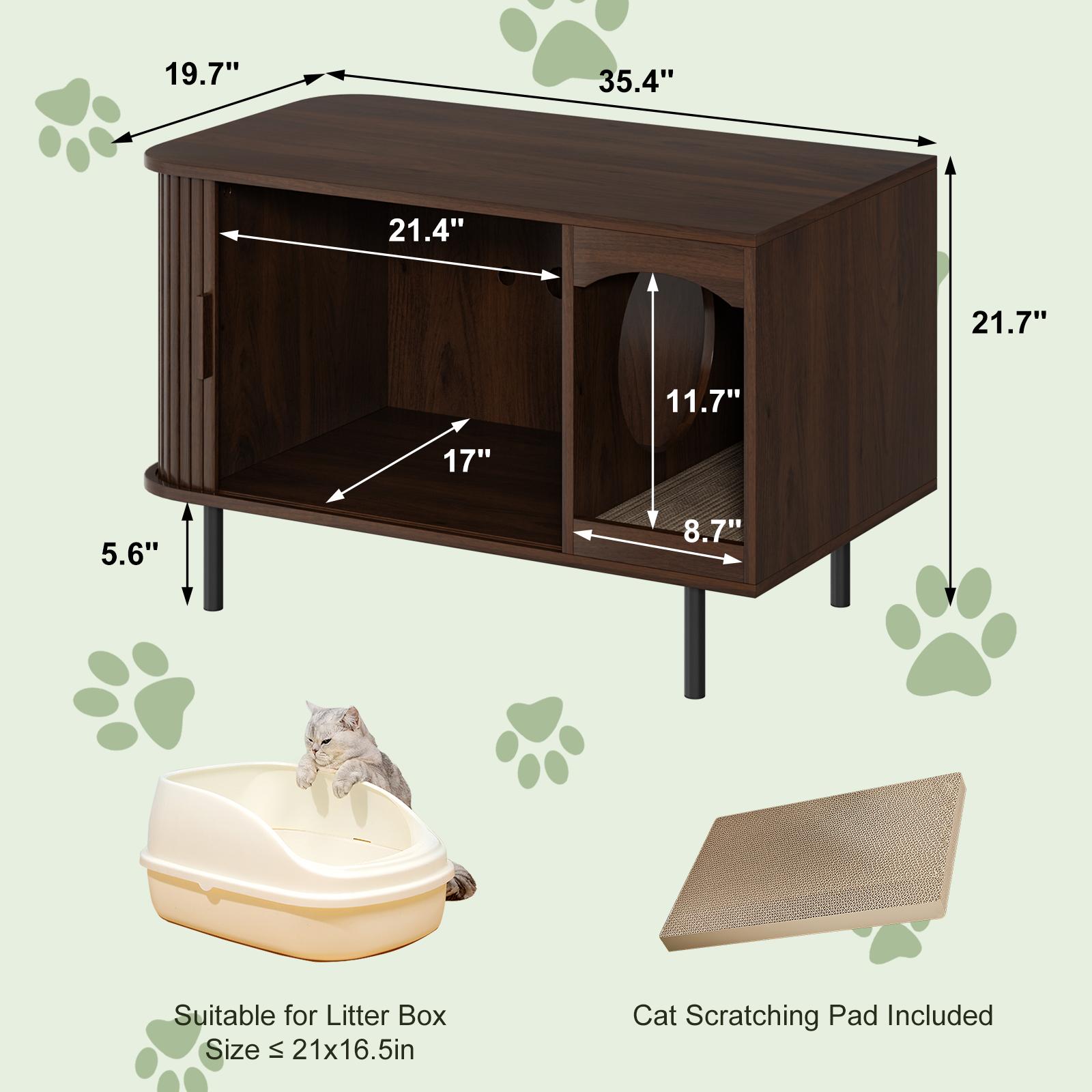 Fluted Hidden Cat Litter Box Enclosure – Modern Wood Furniture with Scratching Pad, Large Indoor Cat House Cabinet Side/End Table for Living Room & Entryway Fluted Hidden Cat Litter Box Enclosure – Modern Wood Furniture with Scratching Pad, Large Indoor Cat House Cabinet Side/End Table for Living Room & Entryway