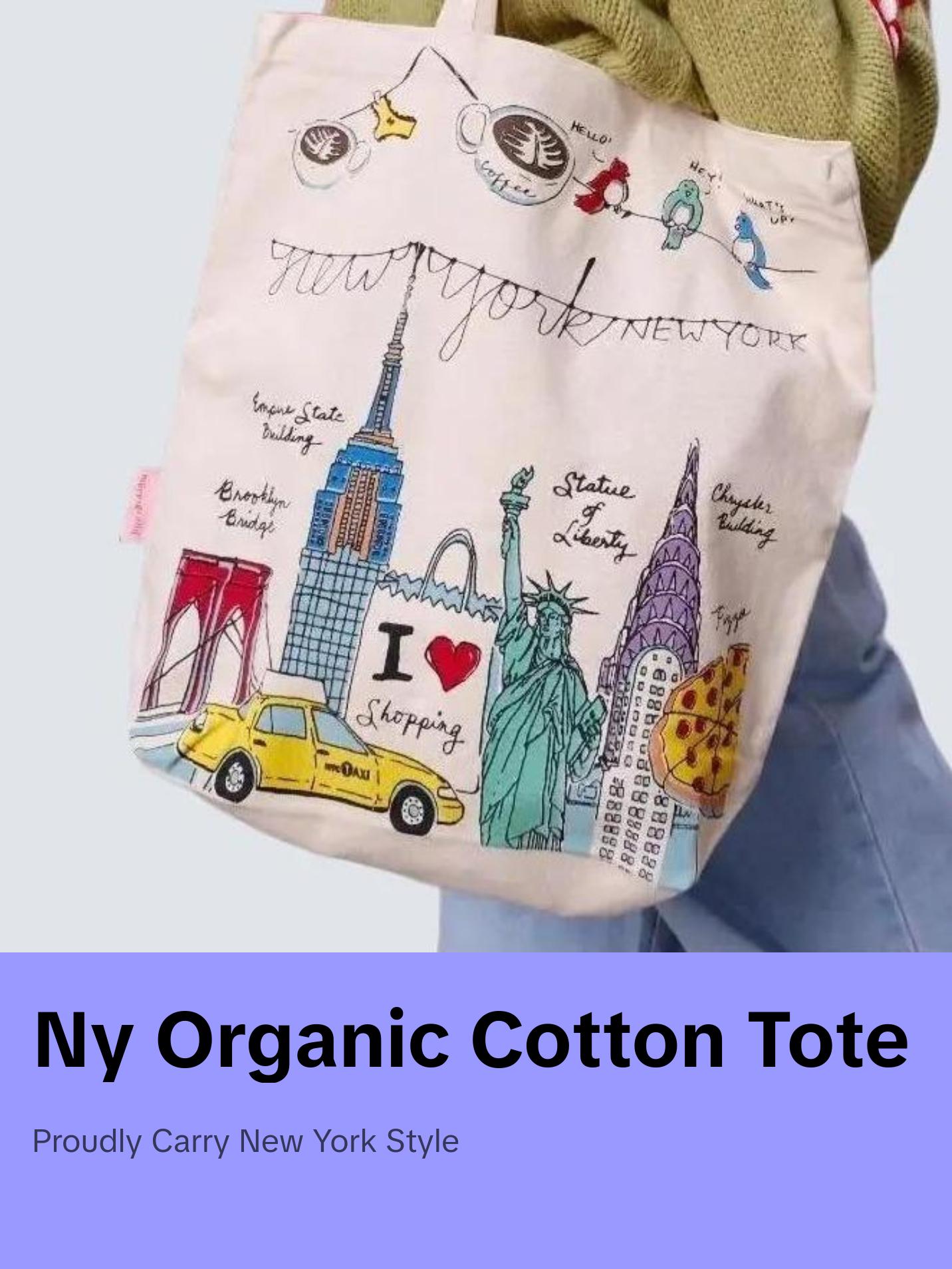 NY Illustration Tote Bag - Versatile Design for Everyday Use, Ideal for Travel and Office Spaces