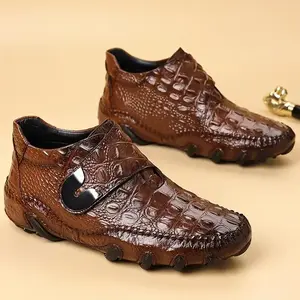 Top-Grain Leather 2025 Autumn Trendy Men's Ankle Boots, Genuine Leather Upper + Anti-Slip Rubber Sole, 2 Color Options, Buckle Design for Easy On/Off, Suitable for Casual, Business, Party, and Outdoor Streetwear