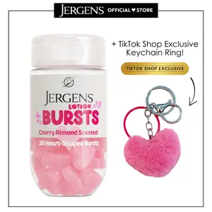Jergens Lotion Bursts - 38 Heart or Star Shaped Bursts in Cherry Almond Hearts or Lavender Stars plus TikTok Shop Exclusive Keychains