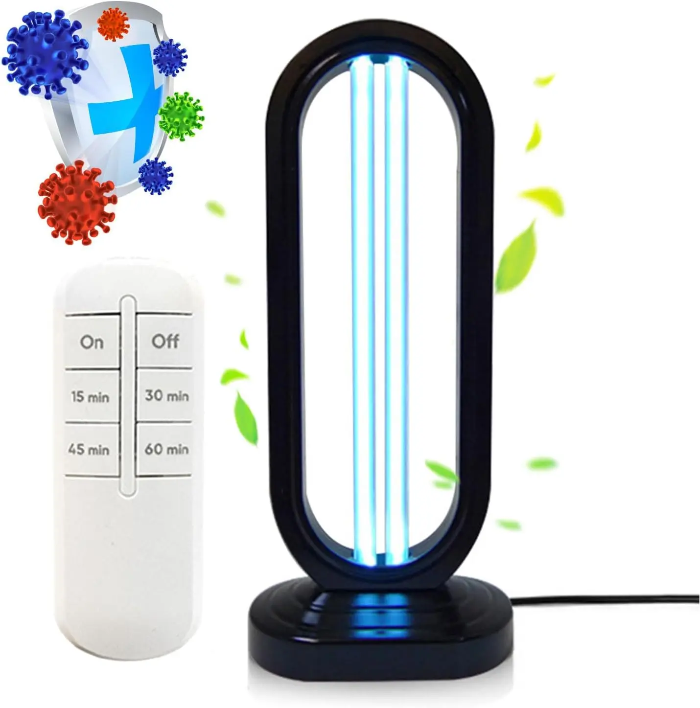 110V Power Portable Air Purifier with UV Ozone Lamp & Blue Light, Compact Odor Removal Device for Family Bedrooms, Home & Travel Use
