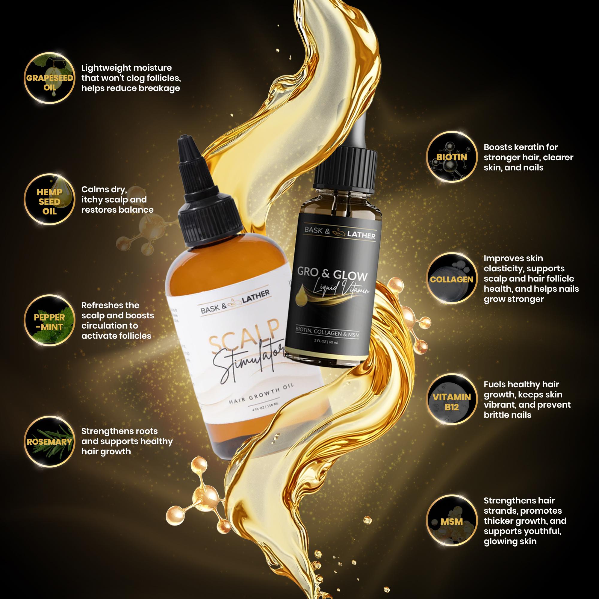 BASK AND LATHER Scalp Stimulator Hair Growth Oil - Lightweight Rosemary & Mint Blend for Thicker, Fuller Hair, Alopecia Support & Hair Regrowth BASK AND LATHER Scalp Stimulator Hair Growth Oil - Lightweight Rosemary & Mint Blend for Thicker, Fuller Hair, Alopecia Support & Hair Regrowth