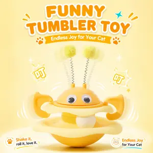 Interactive Cat Toy Tumbler with Roller Track & Ball, Kitten Teaser Wand with Spring Pom Poms, Funny Wobble Puzzle Chaser Toy for Indoor Cats, Mental Stimulation & Exercise furry friend