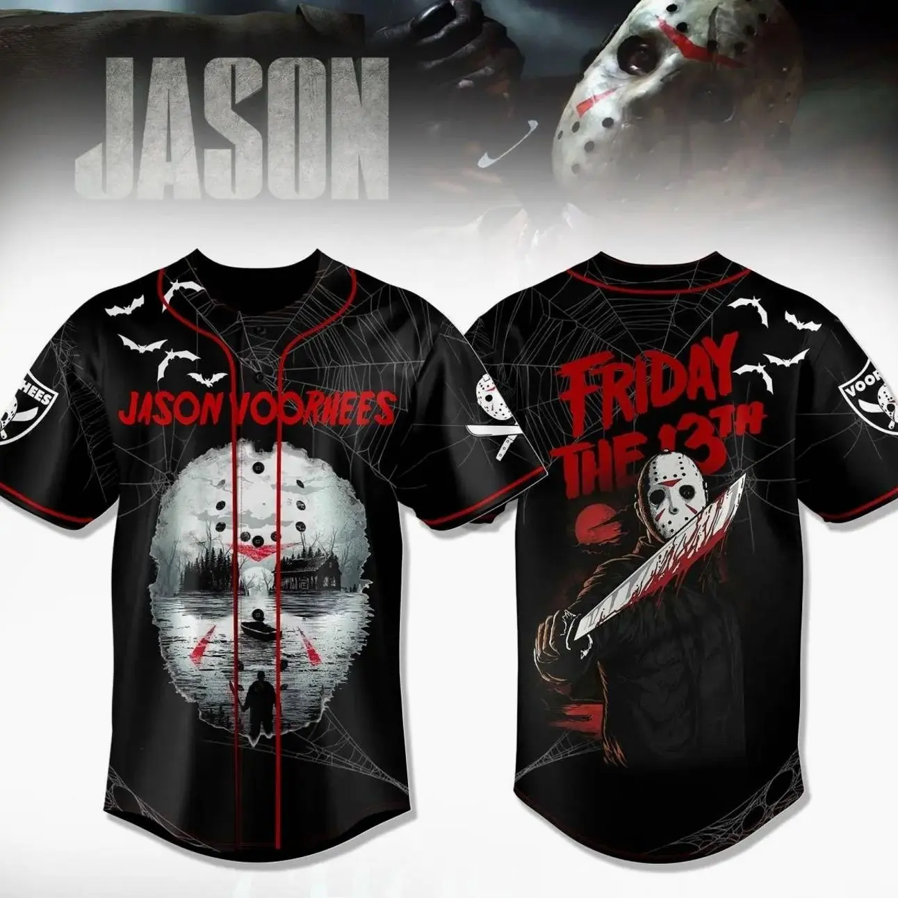 Jason Voorhees Baseball Jersey, Unique Horror Movie Shirt, Friday The 13th Inspired Fan Jersey, Scary Character Costume, Perfect