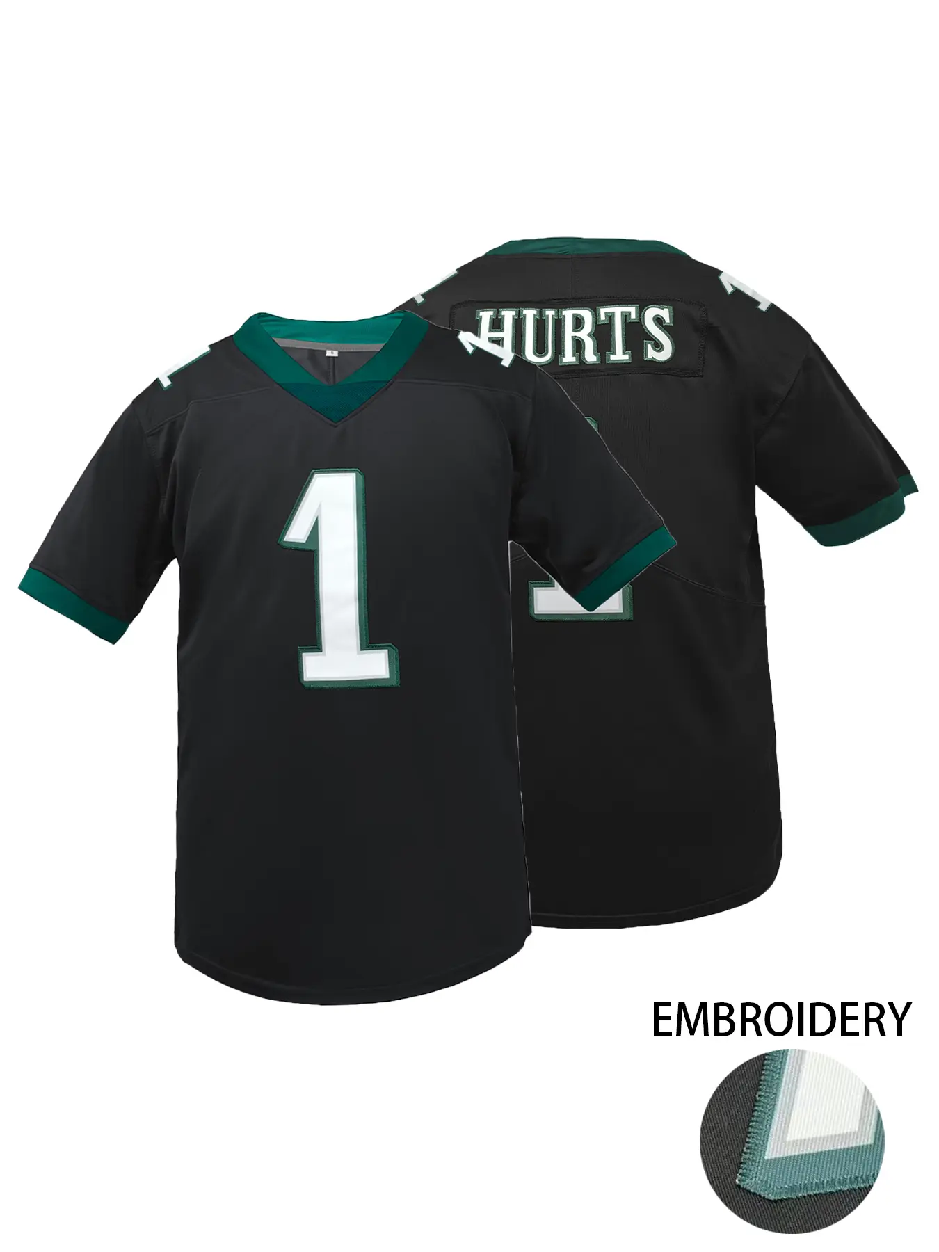 Men's Philadelphia #1 Football Sport Jersey, Short Sleeve with Embroidered Name & Number - Breathable Loose Fit - 100% Polyester - Athletic Training Apparel - Ideal for Training, Outdoor Activities - Athletic Top, Casual Sports Top