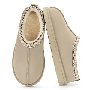 Clearance sale Women's Suede Slippers Outdoor House Slipper Non-Slip Fluffy Comfortable Warm Cute Mini Platform Braided Leather for Autumn Winter Fuzzy Cozy Classic Stylish