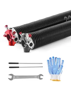 【Summervibes】VEVOR Garage Door Torsion Springs, Pair of 0.207 x 2 x 24 in, 16000 Cycles, Electrophoresis Black Coated for Replacement, Garage Door Springs with Non-Slip Winding Bars, Gloves and Mounting Wrench