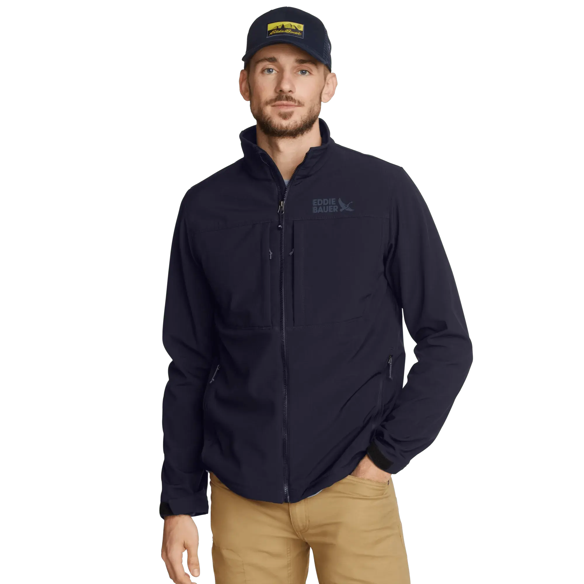 Eddie Bauer Men's Windfoil® Stretch Thermal Jacket DWR Finish Chest Pocket Outdoor Everyday