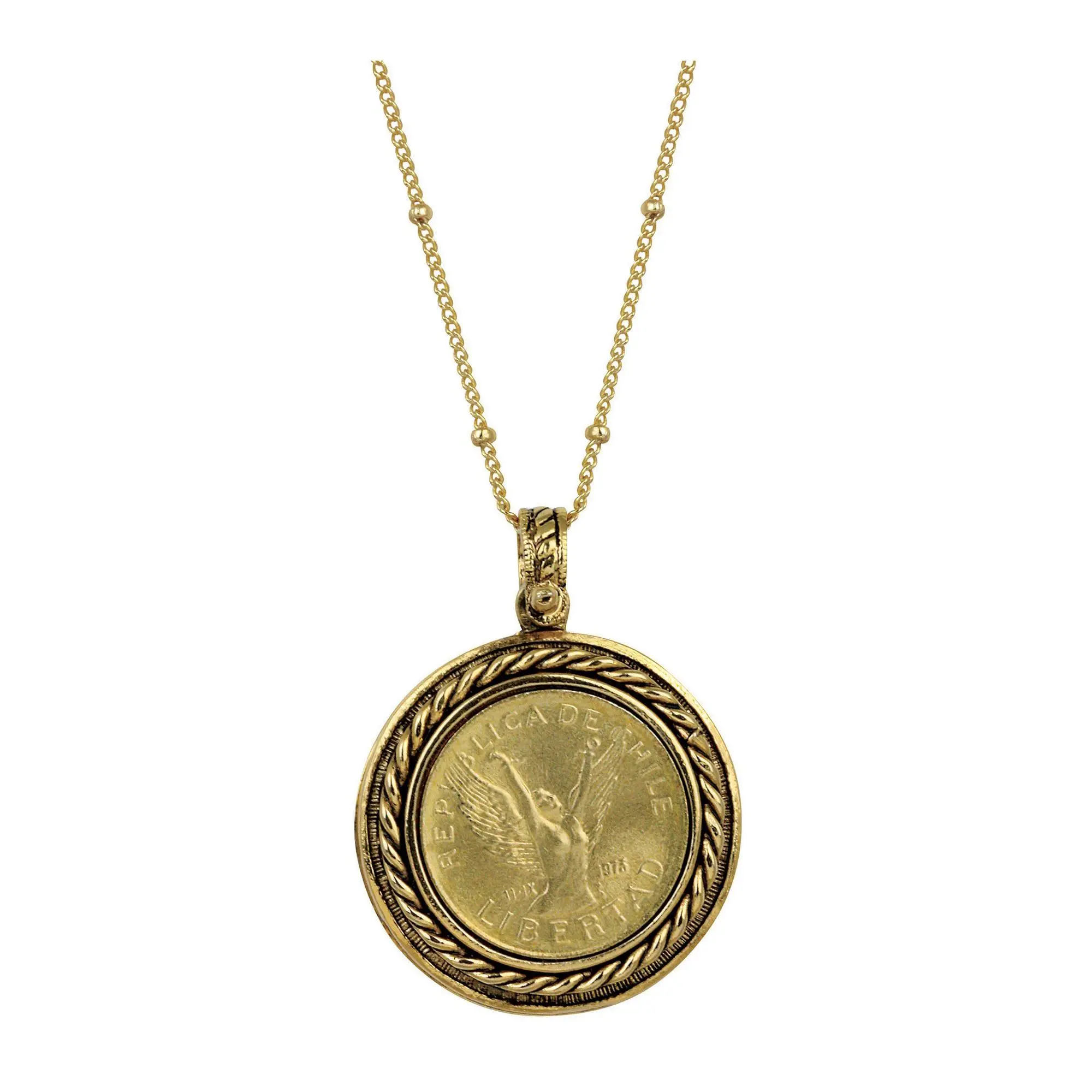 Lord's Prayer Angel Coin Charm Necklace