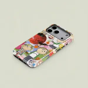 Glossy Compatible with iPhone 17 ProMax 1 pc Charlie and Lola cartoon character tomato pattern double-layer protective case, sturdy 2-in-1 protective case, suitable for iPhone 17 16 15 Pro 14 13 12 11 Pro Max 14 Plus 15 Plus 16Plus 17Plus Samsung Galaxy S