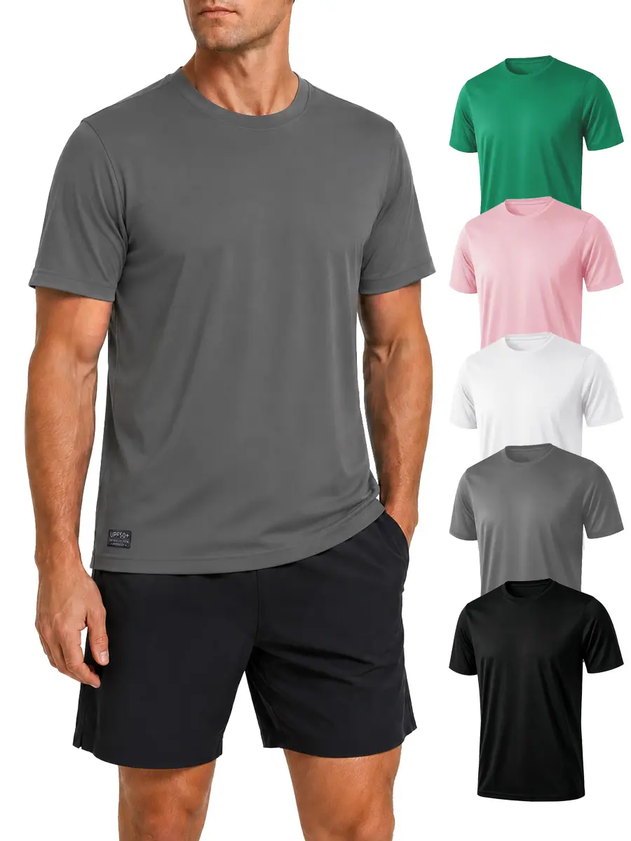 5Pack Unisex Quick-Dry Crew-Neck Moisture-Wicking Shirt UPF50+: A protective, functional athletic top—ideal for running, swimming, fishing, and outdoor activities. sohochic