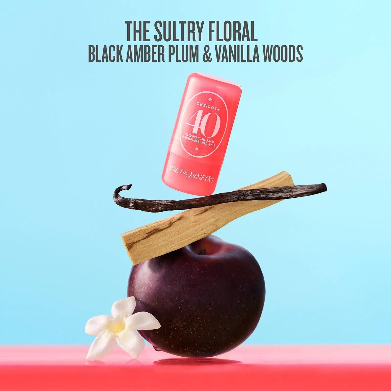 Sol de Janeiro Cheirosa 40 Jelly Perfume Balm, Long-Lasting & Highly Concentrated Perfume Stick with an Amber Floral Scent of Black Amber Plum & Jasmine, Amber Fragrance Scent