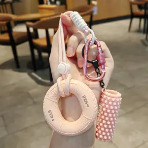 Mini Yoga Foam Roller and Grip Trainer Ring Keychain -GYM Keychain  Adorable Bag Accessory for Fitness Enthusiasts