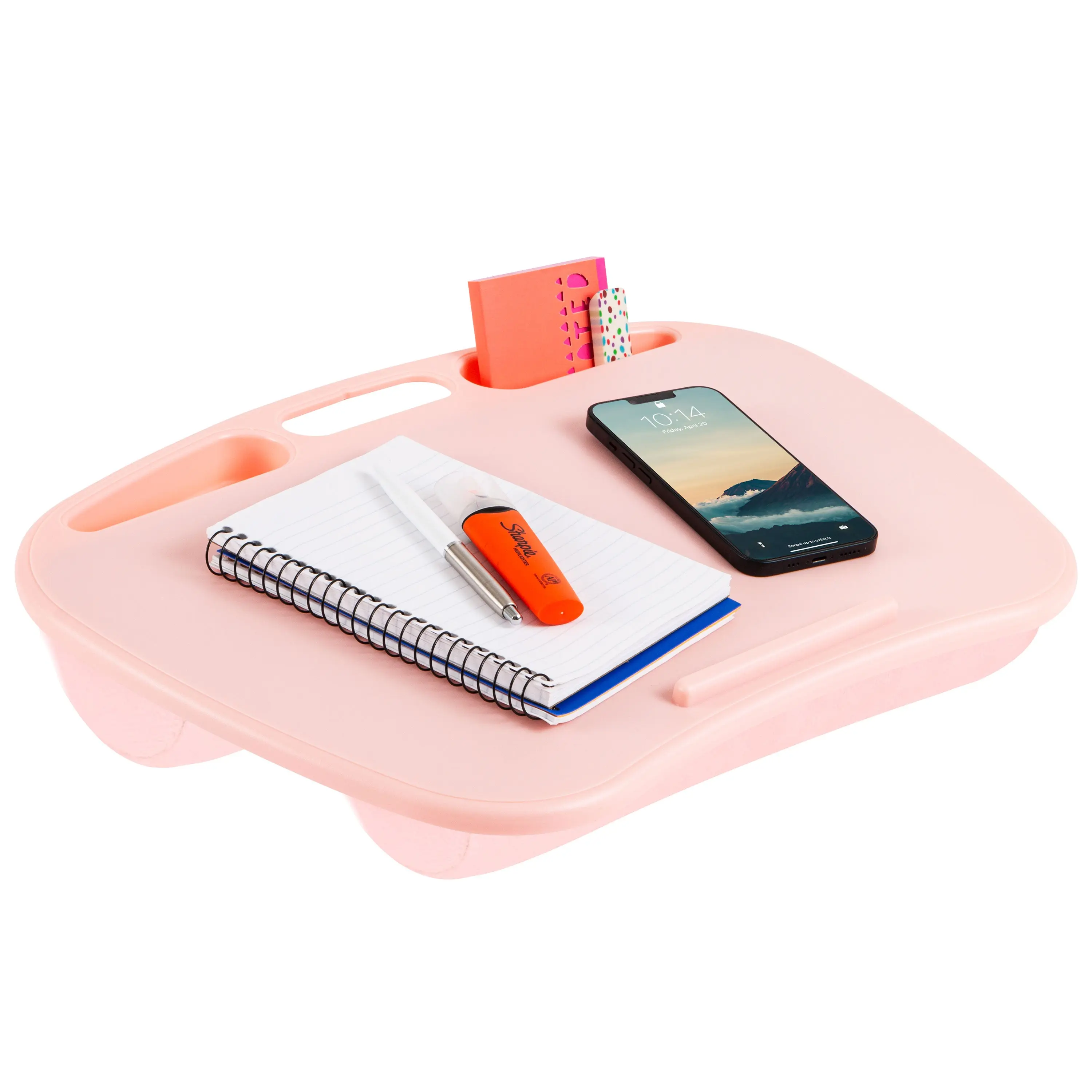 LapGear MyDesk® Portable Laptop Desk - Comfortable Office Writing Desk, Work From Home Accessory with Spot-Clean Design, Built-In Storage Wells & Spacious Storage