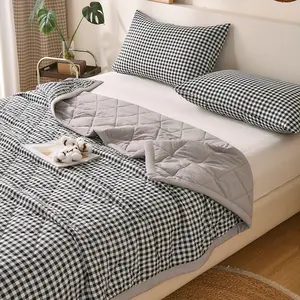 Skin-Friendly Thin Quilt Cover Plaid Embossed Design Soft Comfortable Breathable Summer Blanket for Single Double Beds Hotels Home Bedrooms Guest Rooms and Sofa Use Clearance  Price Ideal for Holiday Gifting