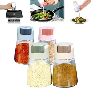 4 PCS Salt and Pepper Shakers Precise Quantitative Push Type, 0.5 Grams Dispenser, Quantitative Salt Control Bottle, Spice Jars Seasoning Shaker Containers for Kitchen Cooking Camping