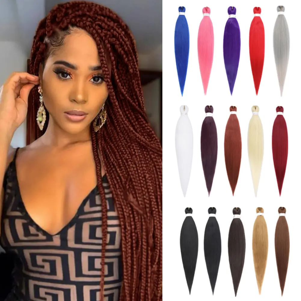 Professional Pre-stretched Braids Hair Extensions (3 Packs) - Itch-Free, Hot Water Setting Synthetic Fiber, Ombre Yaki Texture, 26&30Inch - Ideal for Braids Hairstyles, Senegalese Twist, Weddings, Birthday Gifts